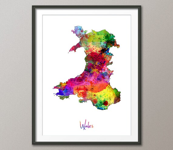 Wales Watercolor Map Print, Artistic Wall Decor (1407)