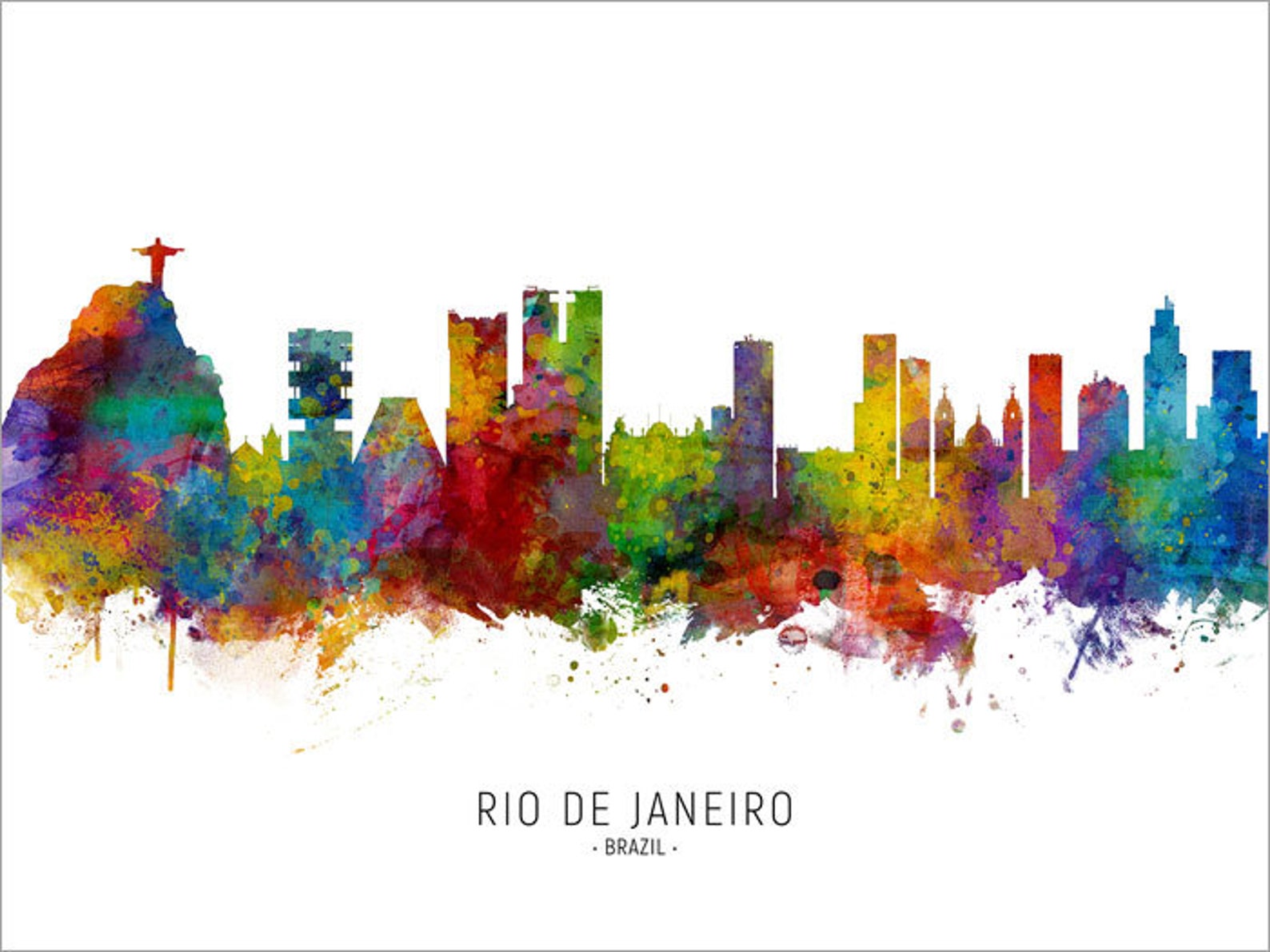 Rio De Janeiro Skyline Brazil Cityscape Painting Art Print Etsy