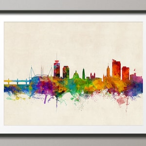 Cardiff Skyline Cardiff Wales Stadtbild Kunstdruck (2311)