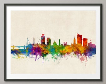 Cardiff Skyline, Cardiff Wales Cityscape Kunstdruck (2311)