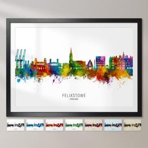 Felixstowe Skyline England, Stadtansicht Malerei Kunstdruck Poster CX (30409)