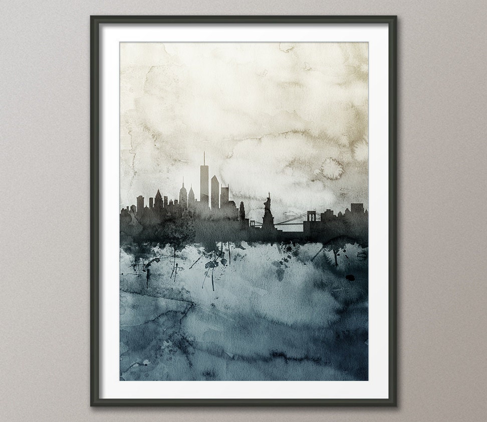 New York NYC Skyline City SINGLE TOILE murale ART Photo Print