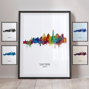 Santorini Skyline, Santorini Griechenland Stadtbild Kunstdruck Poster Portrait PX (5102)