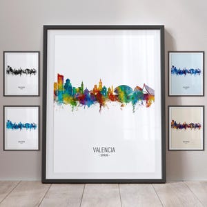 Valencia Skyline, Valencia Spain Cityscape Art Print Poster Portrait PX (8709)