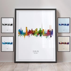 Dublin Skyline, Dublin Ireland Cityscape Art Print Poster Portrait PX (4938)