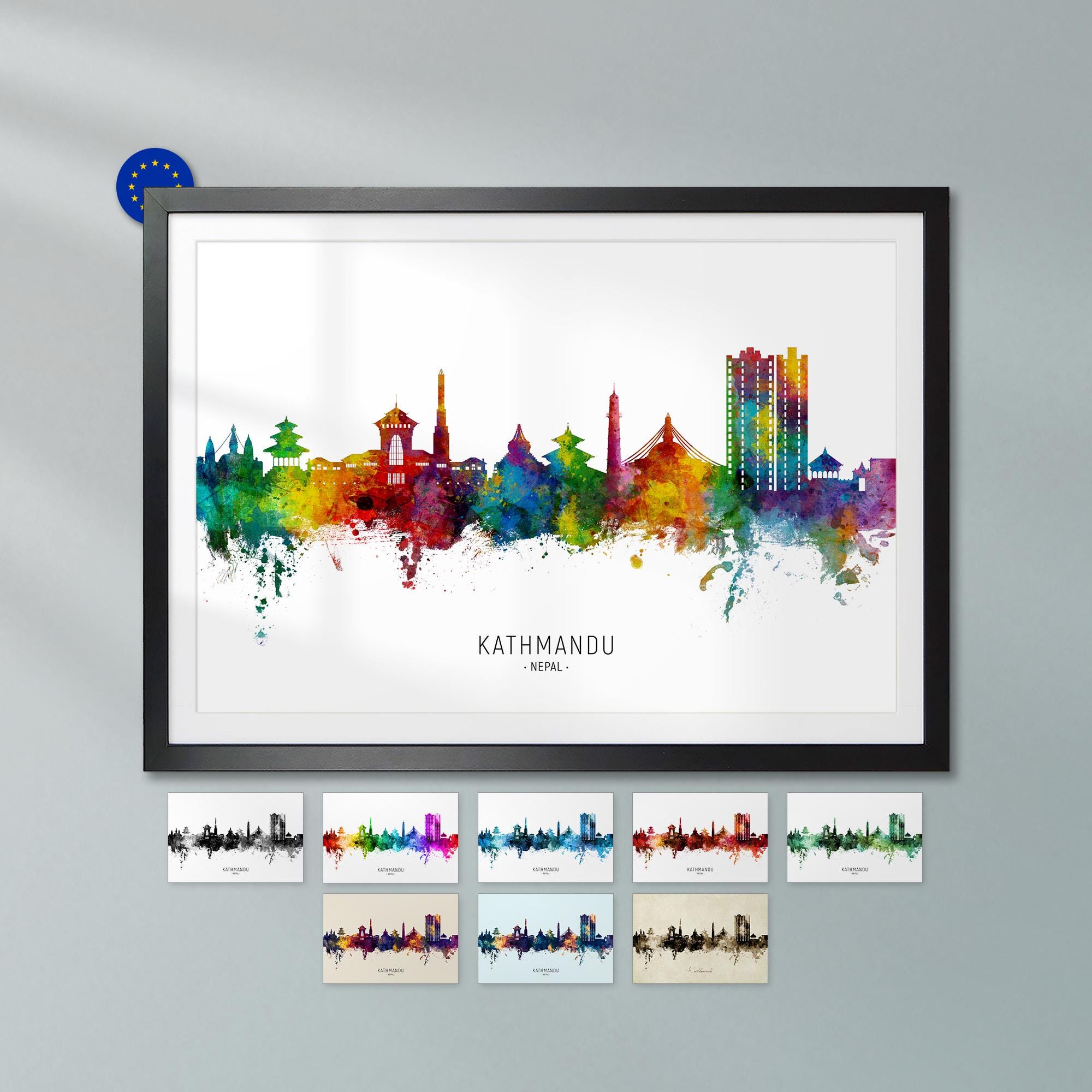 Kathmandu Skyline Nepal, Poster Print Cityscape Art ZX (26394