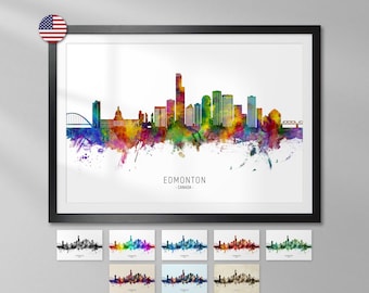 Edmonton Skyline Canada, Art Print Poster YX (26997)