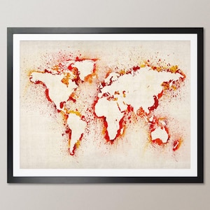 Map of the World Map Abstract Painting, Art Print WM (183)