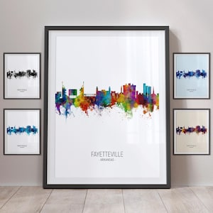 Fayetteville Skyline, Fayetteville Arkansas Cityscape Art Print Poster Portrait PX (5071)