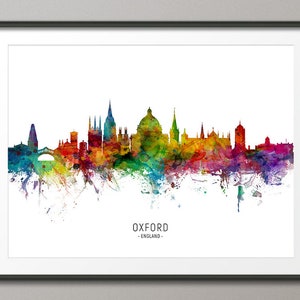 Oxford Skyline England, Cityscape Painting Art Print Poster CX (6552)