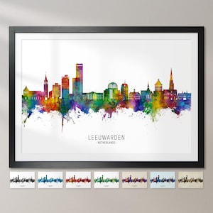Leeuwarden Skyline Nederland, stadsgezicht schilderij kunstafdruk poster CX (31894)