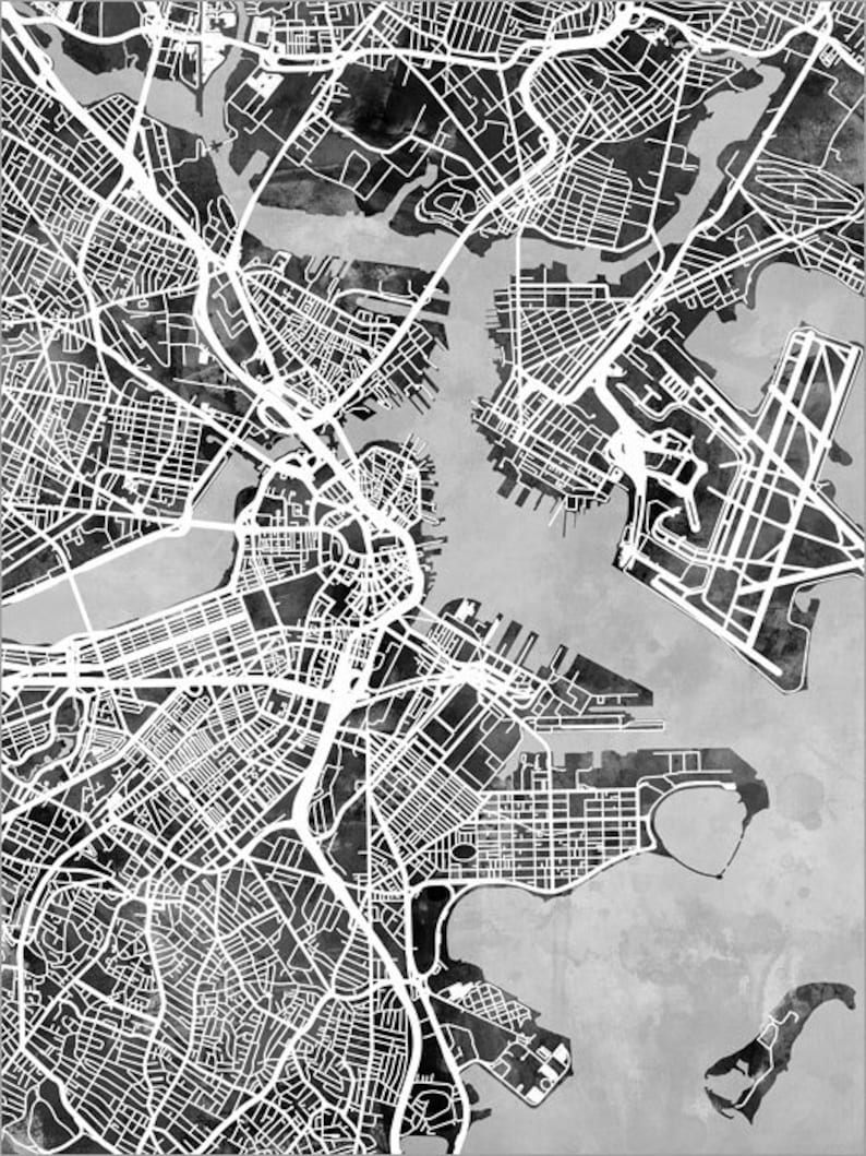 Boston Map Boston Massachusetts City Street Map Art Print - Etsy UK