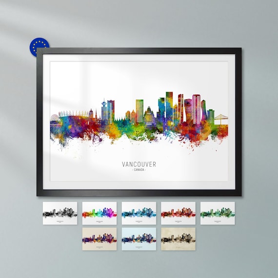 Vancouver Skyline Canada, Poster Print Cityscape Art ZX (35201) - Etsy