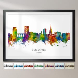 Chelmsford Skyline England, Cityscape Painting Art Print Poster CX (23138)