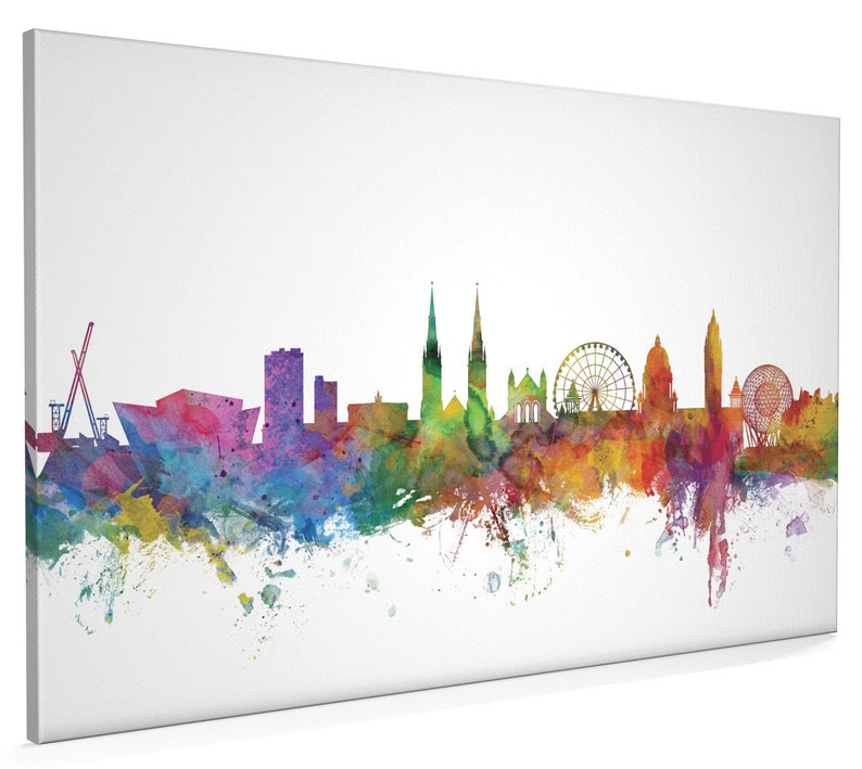 Belfast Skyline Canvas Belfast N Ireland Cityscape Canvas Art Etsy