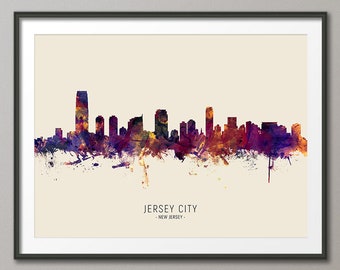 Jersey Nuit Skyline Cityscape Paysage Wall art grande affiche/Toile Photos Jersey Nuit Skyline Cityscape Paysage Wall art grande affiche/Toile Photos