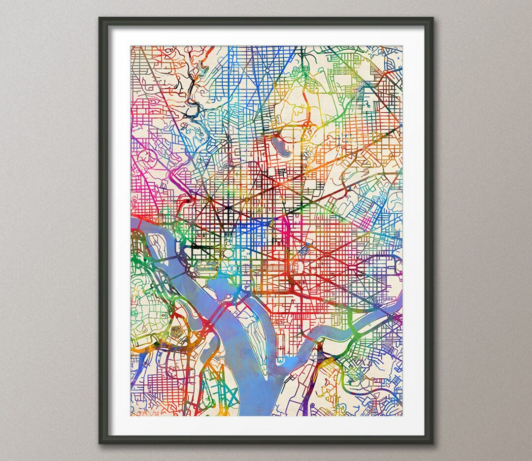 Washington DC Map, City Street Map Art Print (2068) - Etsy
