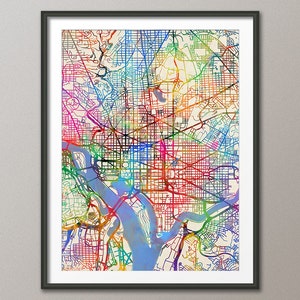 Carte de Washington DC, impression d'art de plan de rue de la ville (2068)