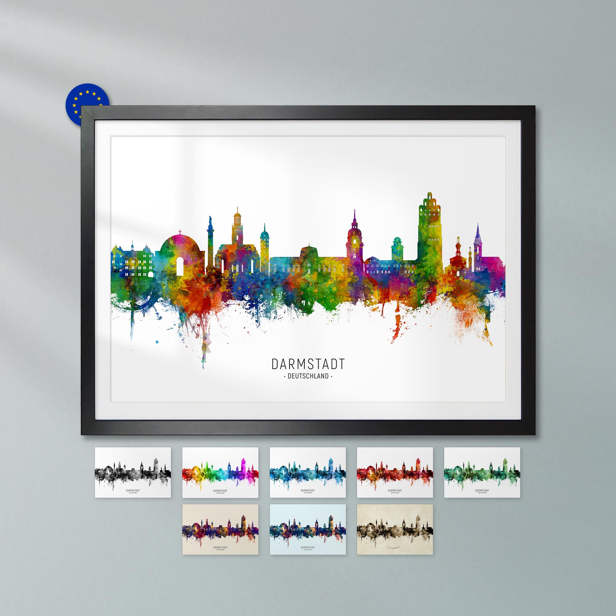 Darmstadt Skyline Deutschland, Poster Print Cityscape Art ZX
