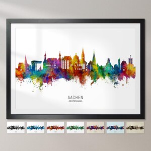 Aachen Skyline Deutschland, Cityscape Painting Art Print Poster CX (21722)