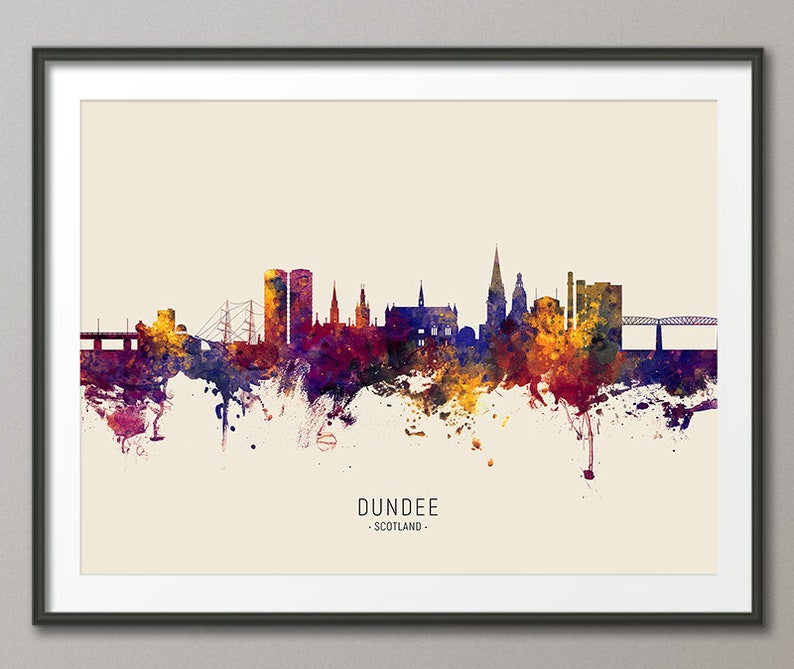 Dundee Skyline Scotland Cityscape Painting Art Print Poster Etsy