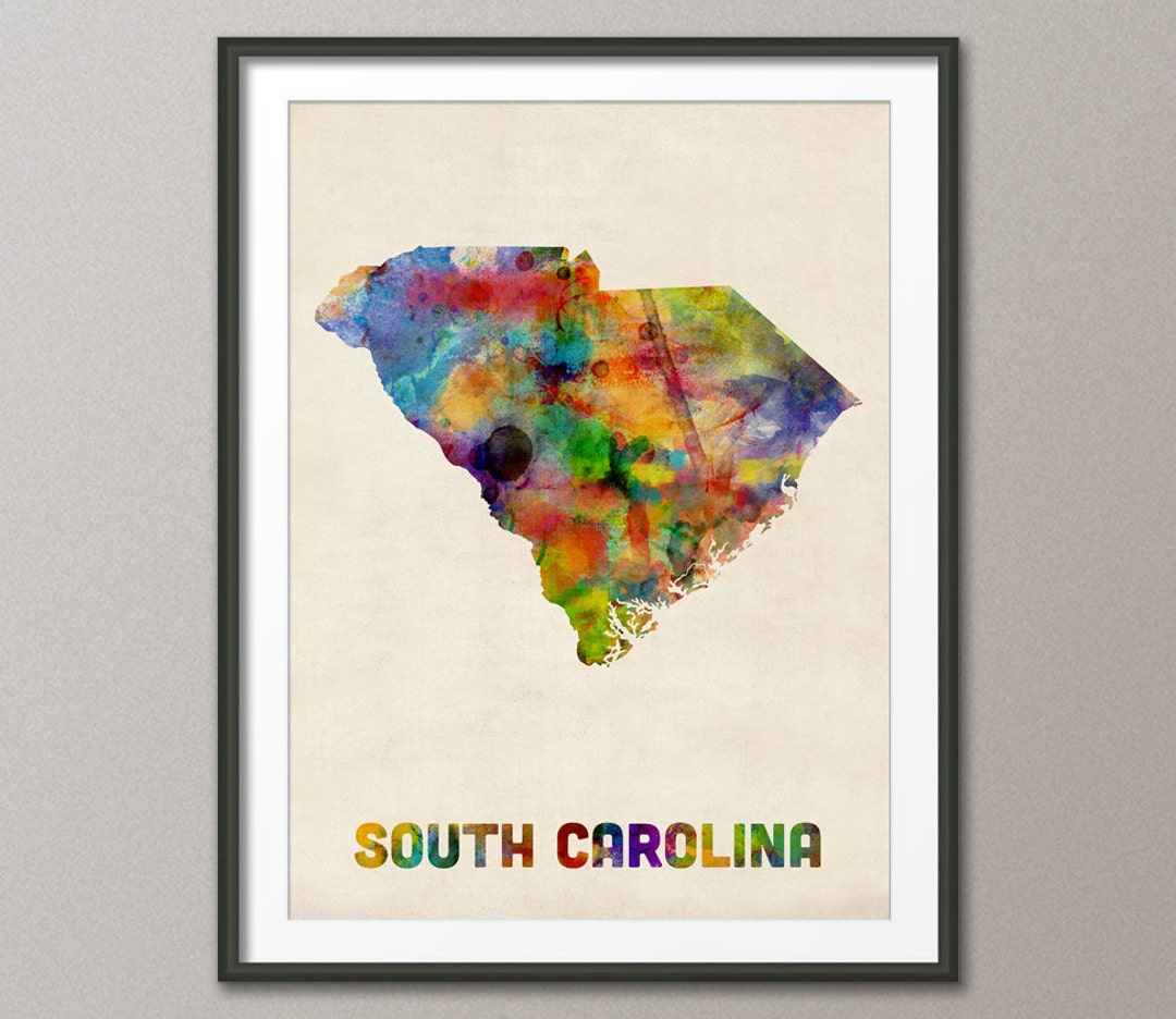 South Carolina Watercolor Map USA, Art Print 398 - Etsy