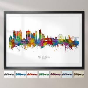 Horizon de Montréal, Canada, affiche d'impression d'art de peinture de paysage urbain CX (35154)