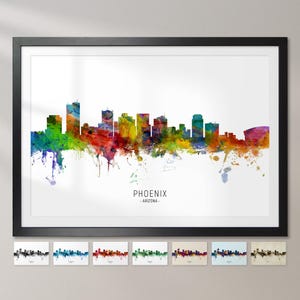 Skyline de Phoenix, Arizona, affiche d'impression d'art peinture paysage urbain CX (6739)