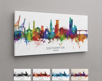 Southampton Skyline England, Box Canvas Art Print (6596)