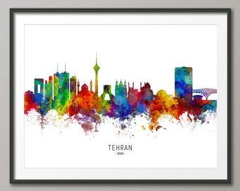 Tehran Skyline Iran, Cityscape Painting Art Print Poster CX (6525)