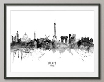 Paris Skyline, Paris France Cityscape Art Print Poster (11480)