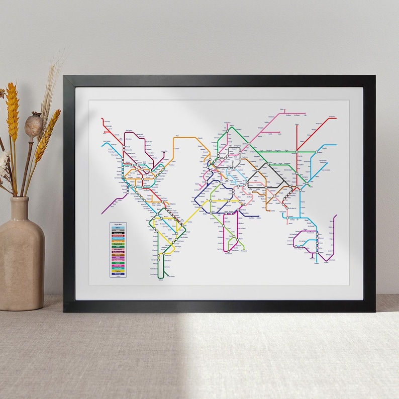 World Map as a Tube Metro Subway System, Art Print WM (596) - Etsy