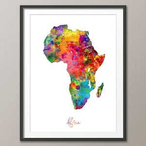Carte aquarelle de l'Afrique, impression d'art (2145)