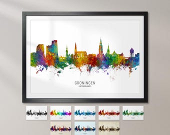 Groningen Netherlands Skyline, Cityscape Art Print Poster KX (6683)