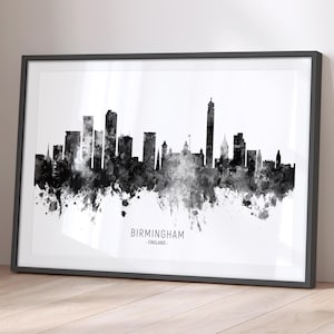 Birmingham skyline Engeland, stadsgezicht schilderij kunst print poster BX (11452)