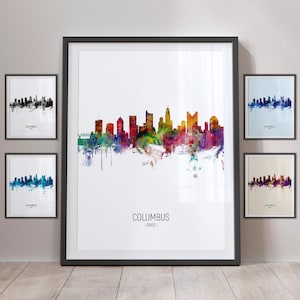 Columbus Skyline, Columbus Ohio Cityscape Art Print Poster Portrait PX (5003)