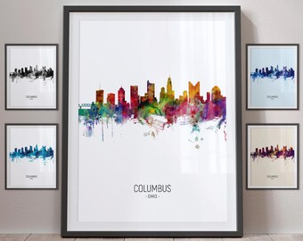 Columbus Skyline, Ohio Cityscape Art Print Poster Portrait - PX (5003)