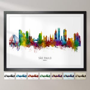 Sao Paulo Skyline Brasilien, Stadtansicht Gemälde Kunstdruck Poster CX (8728)