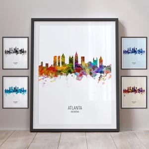 Atlanta Skyline, Atlanta Georgia Cityscape Art Print Poster Portrait PX (4992)