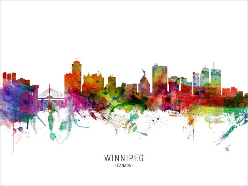Winnipeg Skyline Canada Cityscape Painting Art Print Poster Etsy