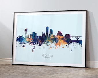 Knoxville Skyline Tennessee, Cityscape Art Print Poster HX (12097)