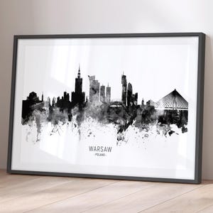 Warsaw Skyline Poland, Cityscape Painting Art Print Poster BX (11490)