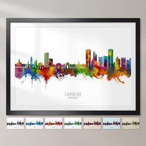 Skyline de Caracas Venezuela, impression d'art peinture paysage urbain Poster CX (22758)