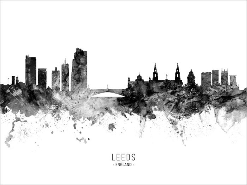 Leeds Skyline Leeds England Cityscape Art Print Poster Etsy
