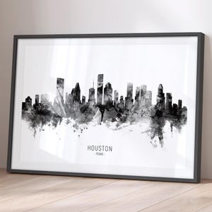 Houston Skyline Texas, Cityscape Painting Art Print Poster BX (11506)