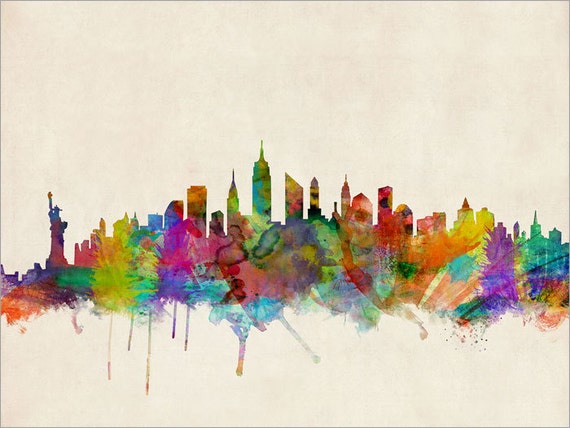 New York Skyline NYC Cityscape Art Print 295 Etsy Nederland