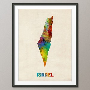Israel Aquarell Landkarte, Kunstdruck (1029)