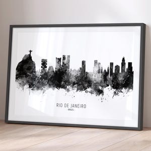 Póster con impresión artística de la silueta del horizonte de Río de Janeiro, Brasil, pintura de paisaje urbano, BX (11620)