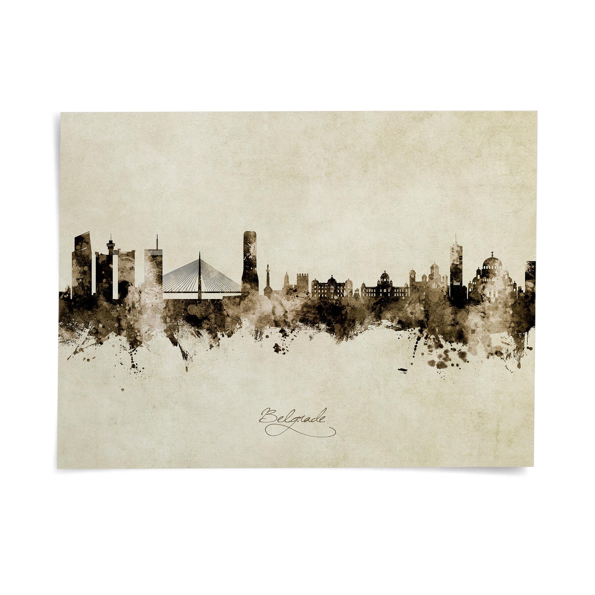 Belgrade Skyline Serbia, Poster Print Cityscape Art ZX (22712