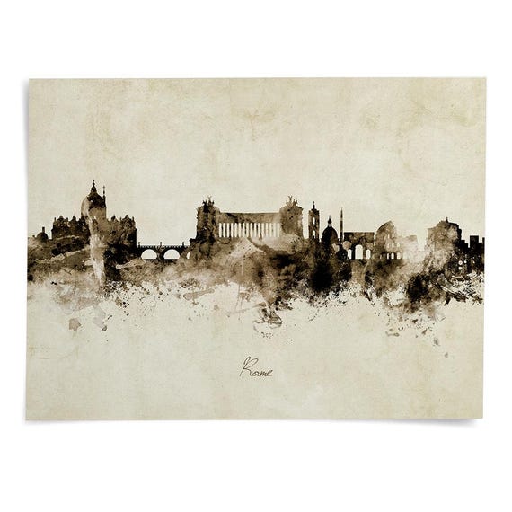 Art-Poster - Florence Italy Skyline (Colored Version) - Michael Tompsett - con marco negro 50 x